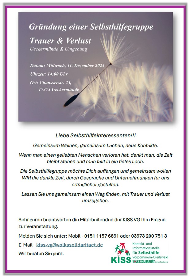 SHG Trauer & Verlust Gründungstreffen Aushang